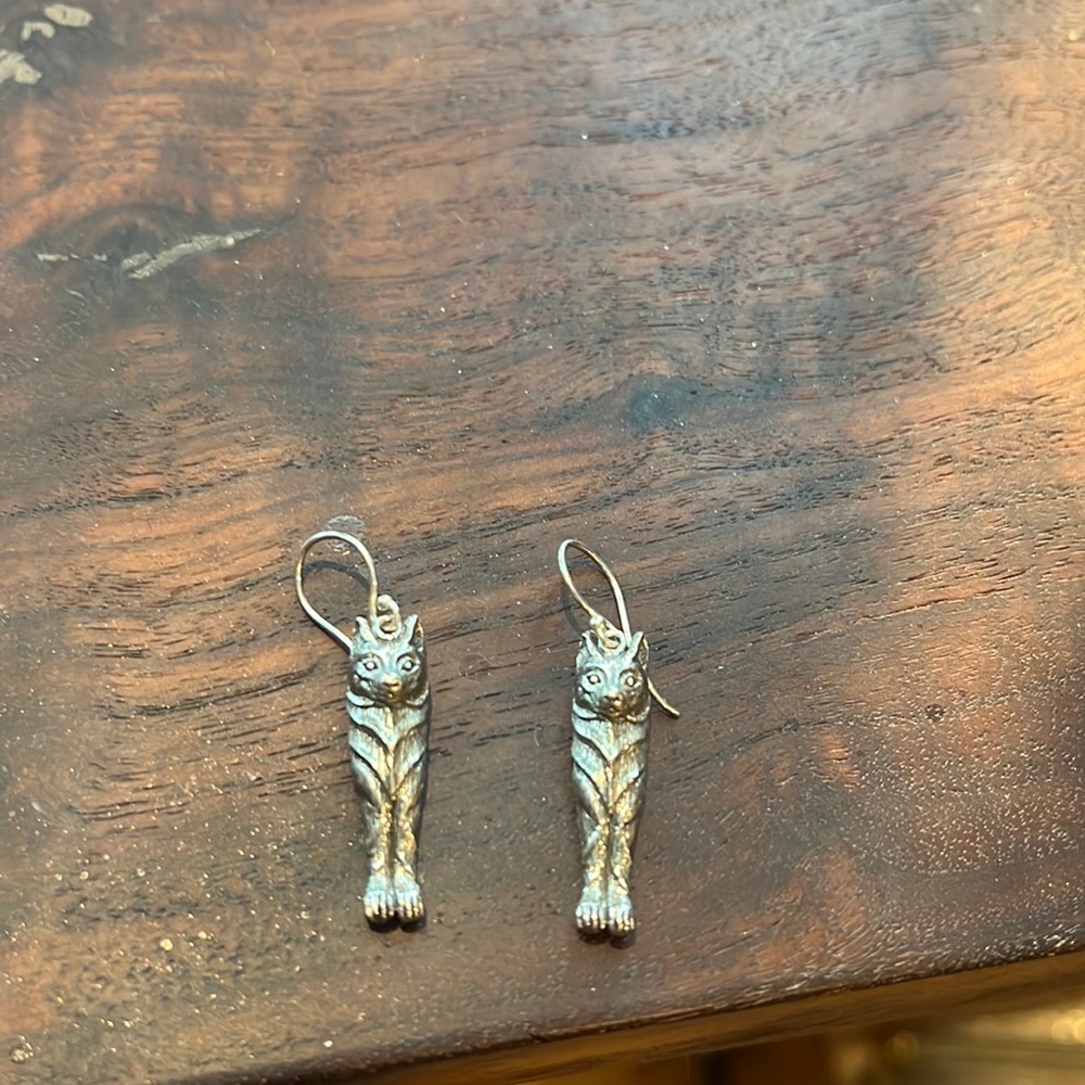 Silver wolf earrings